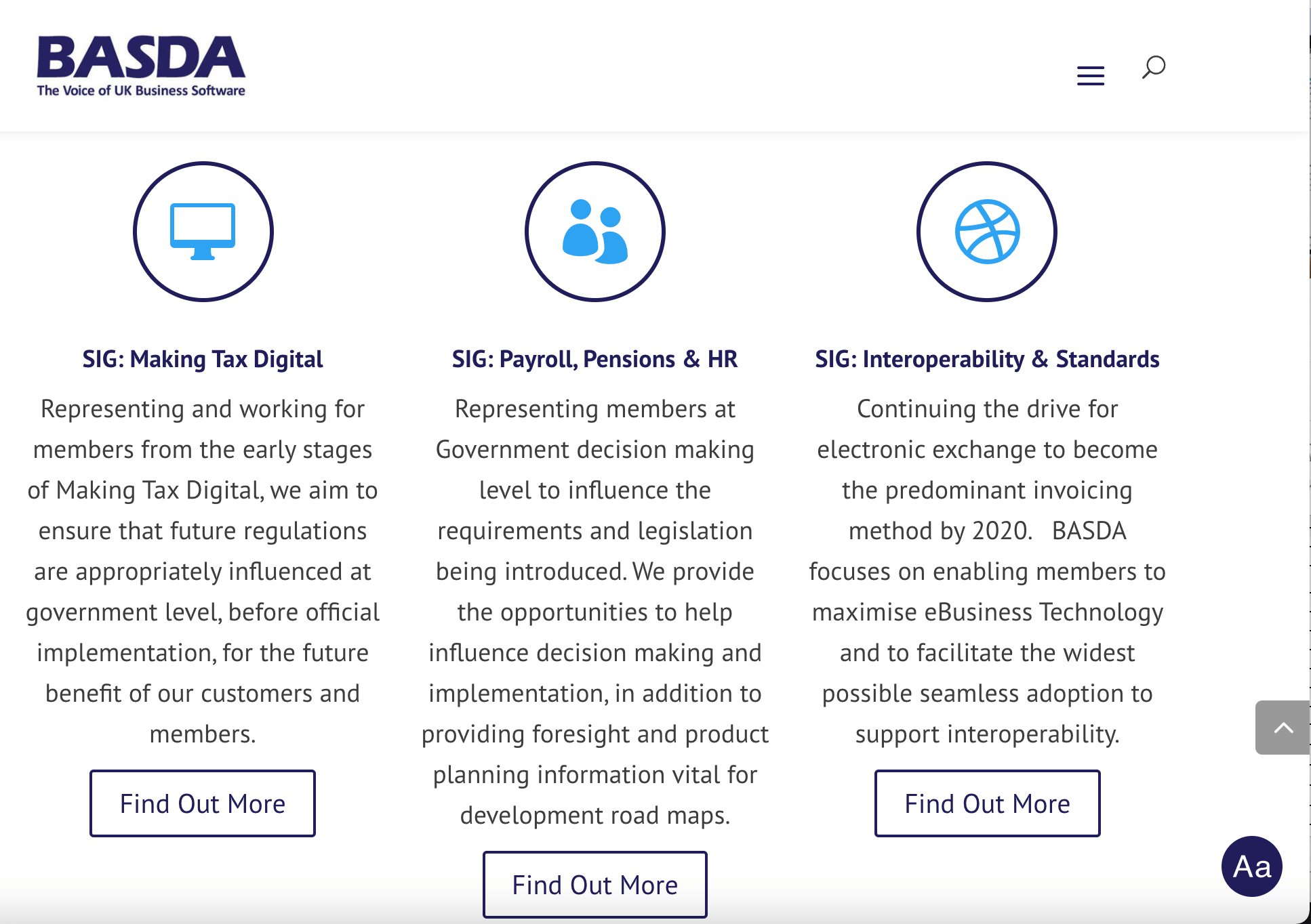 BASDA website screen grab