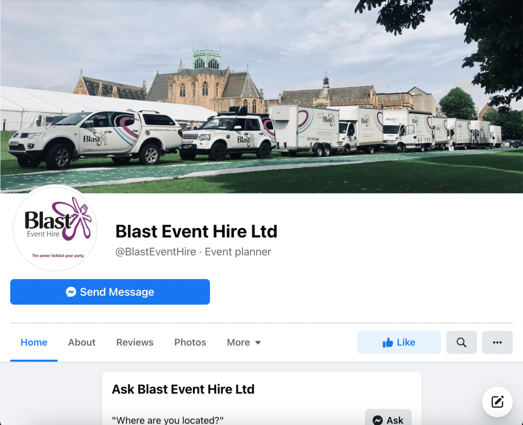 Blast Event Hire Facebook page