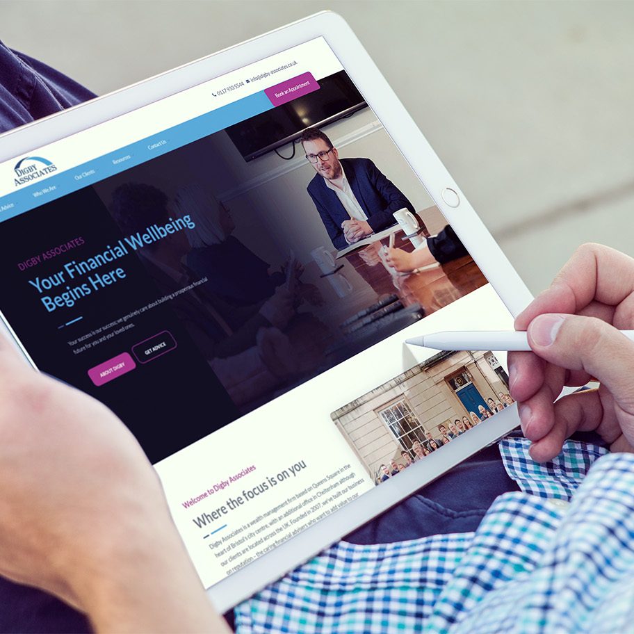an iPad with Digby website on being scrolled on