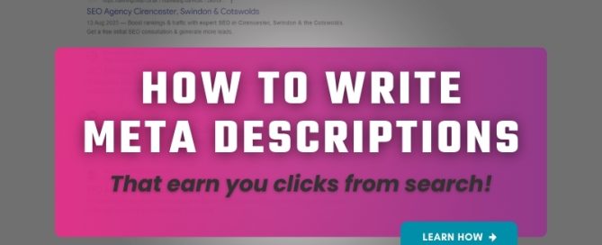 Image with Google search results showing how to write meta descriptions that get you clicks.